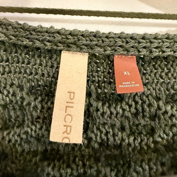 Olive Green Knit Sweater — Anthropologie — Oversized Boho Fit — Women's Medium - Picture 4 of 5